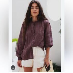 $189 Ex Voto Olivia long sleeve blouse in Plum NWT